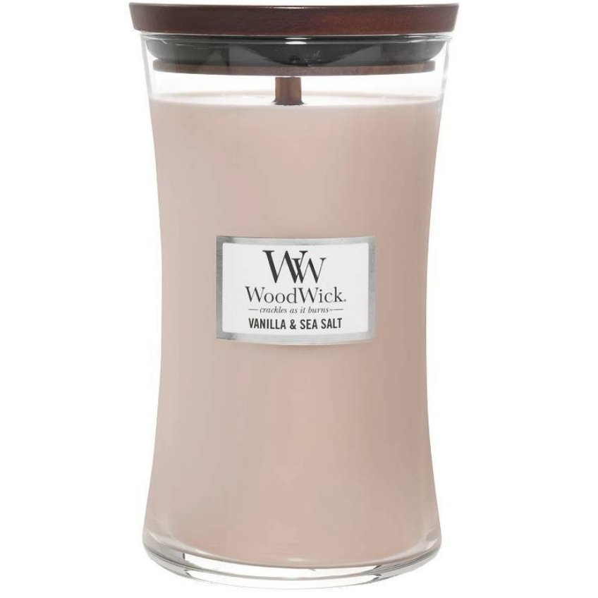WoodWick Velká vonná svíčka WoodWick, Vanilla & Sea Salt