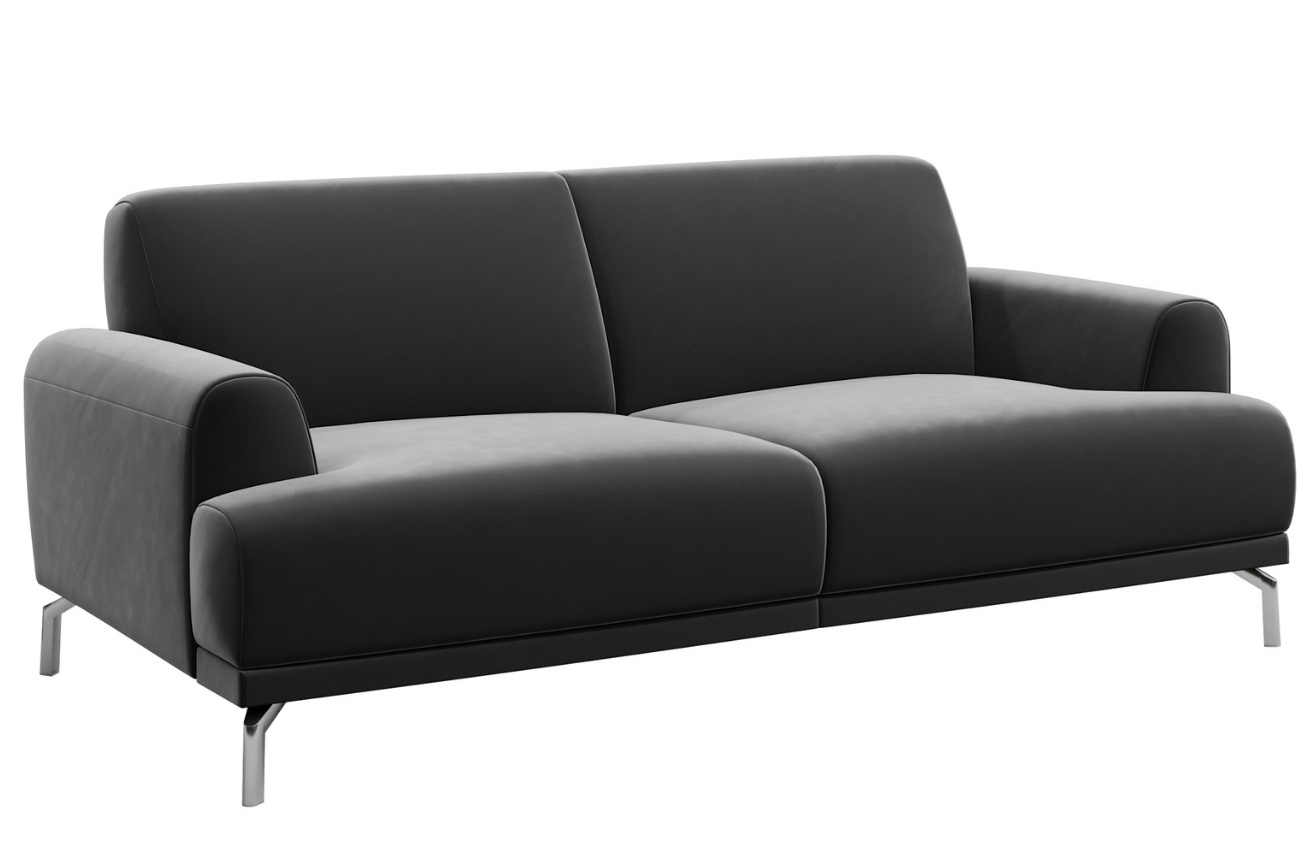 Tmavě &scaron;ed&aacute; dvoum&iacute;stn&aacute; sametov&aacute; pohovka MESONICA Puzo 170 cm