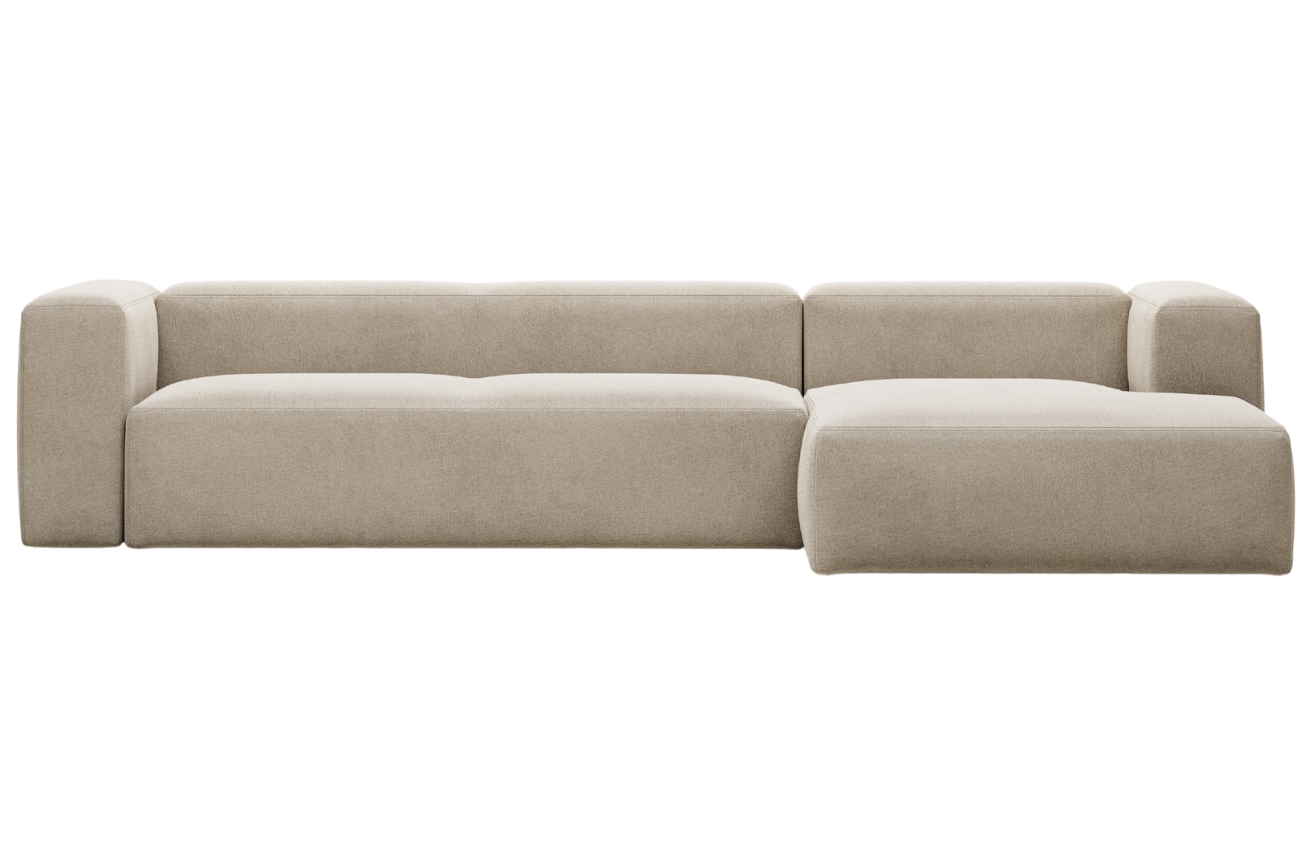 Béžová látková rohová pohovka Kave Home Blok 330 cm, pravá