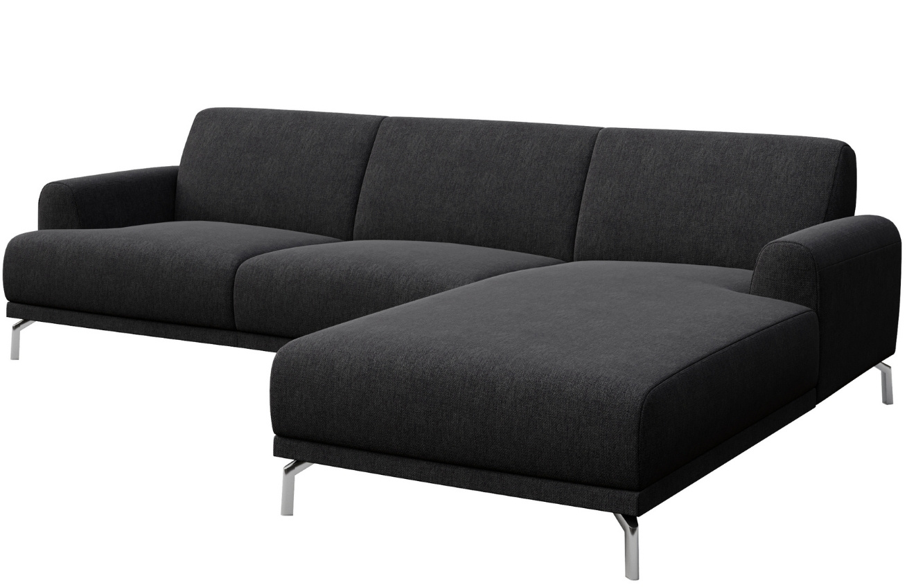 Tmavě šedá látková rohová pohovka MESONICA Puzo I, pravá, 240 cm