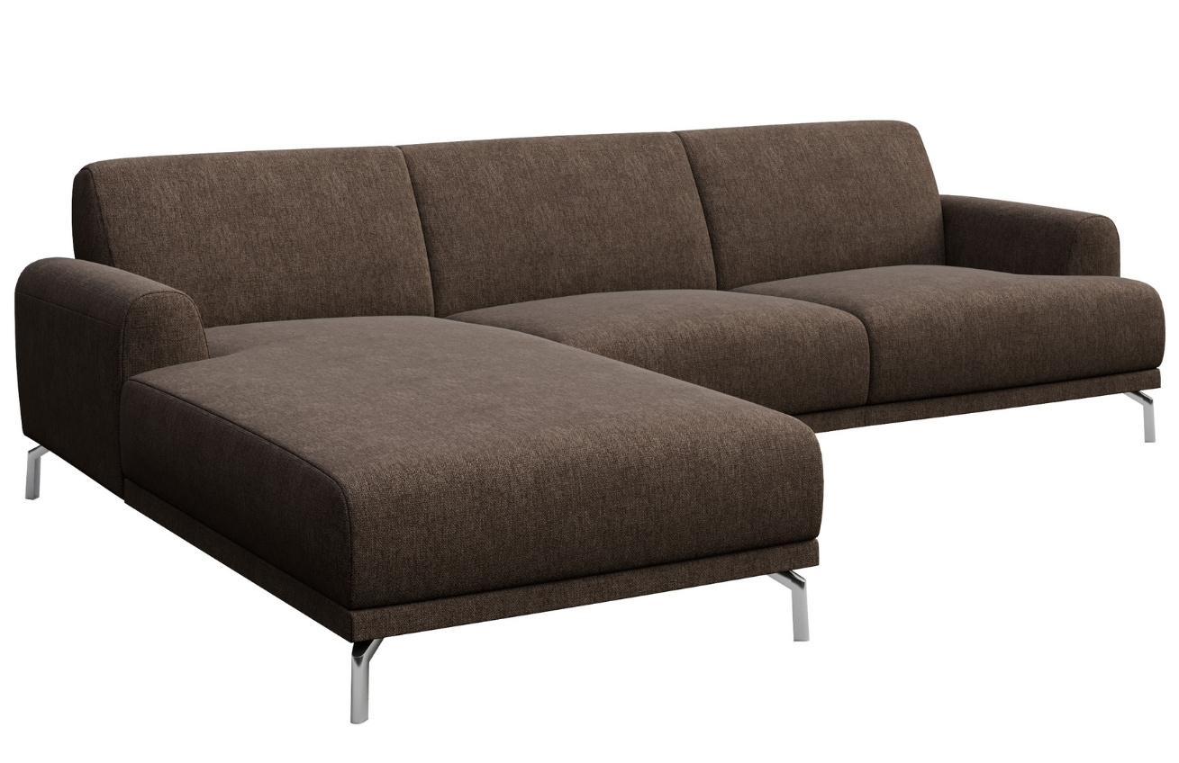 Hnědá rohová látková pohovka MESONICA Puzo I, levá, 240 cm