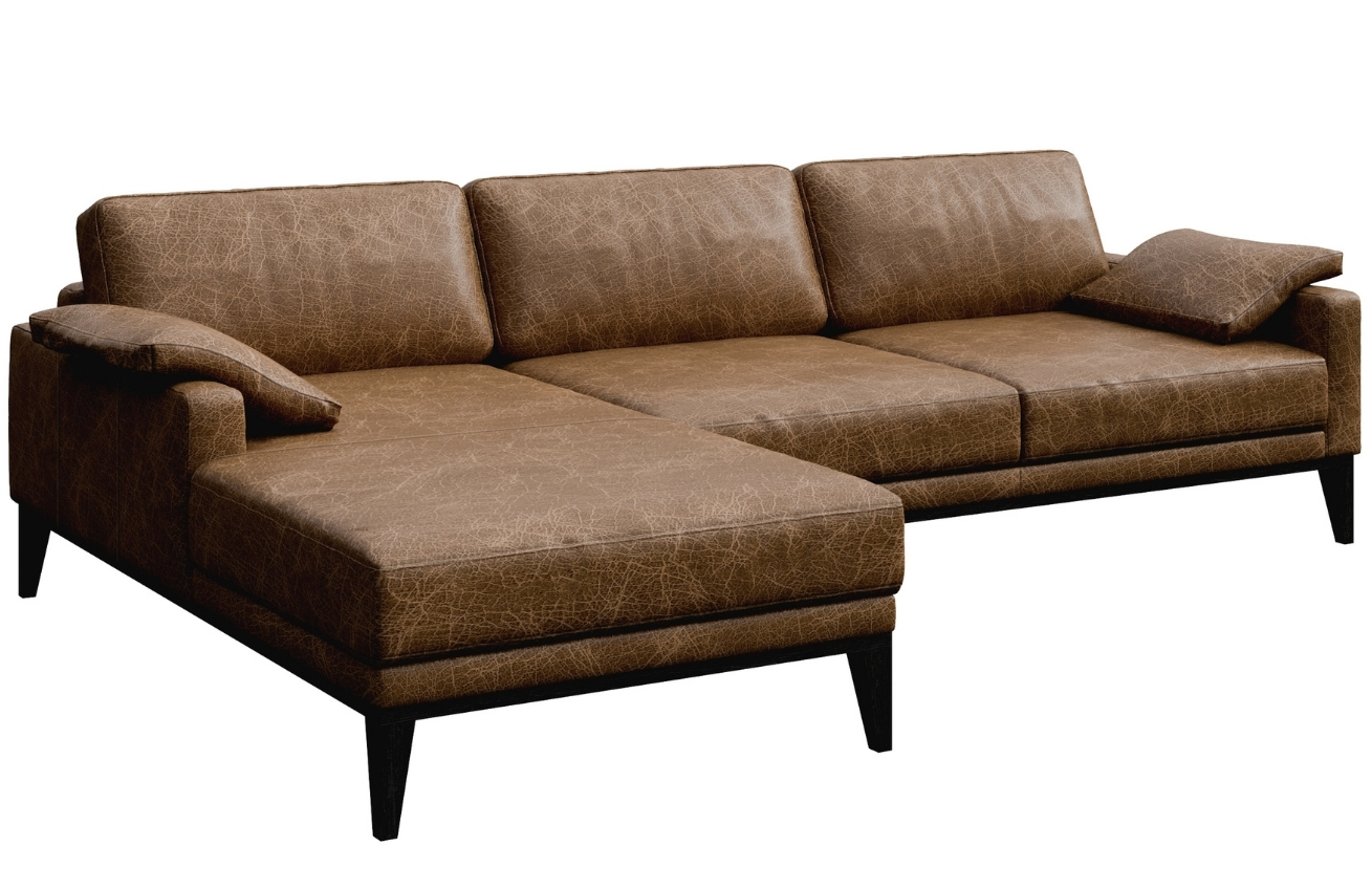 Hnědá vintage kožená rohová pohovka MESONICA Musso, levá, 248 cm
