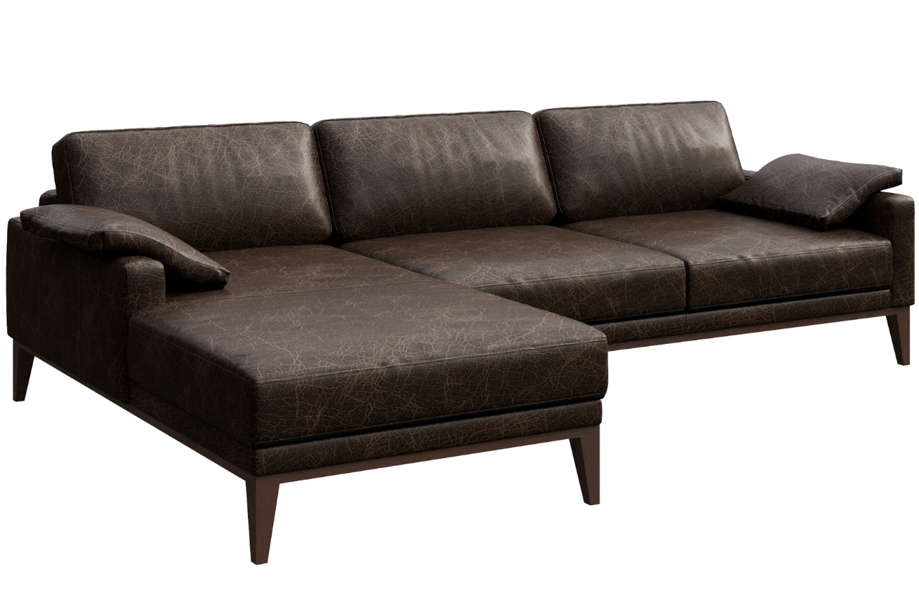 Tmavě hnědá vintage kožená rohová pohovka MESONICA Musso, levá, 248 cm