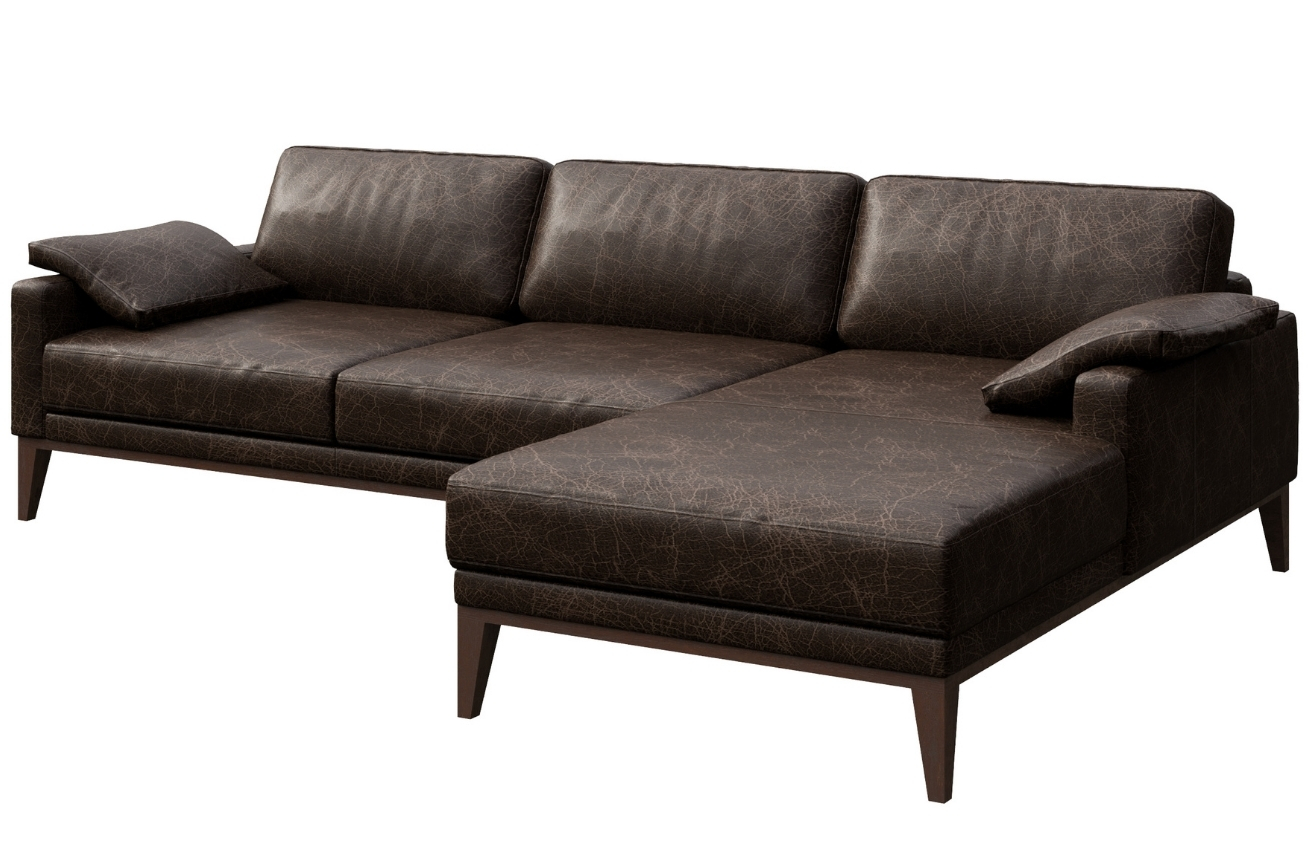 Tmavě hnědá vintage kožená rohová pohovka MESONICA Musso, pravá, 248 cm