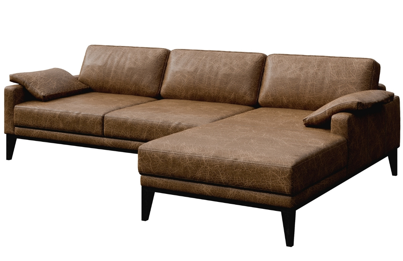 Hnědá vintage kožená rohová pohovka MESONICA Musso, pravá, 248 cm