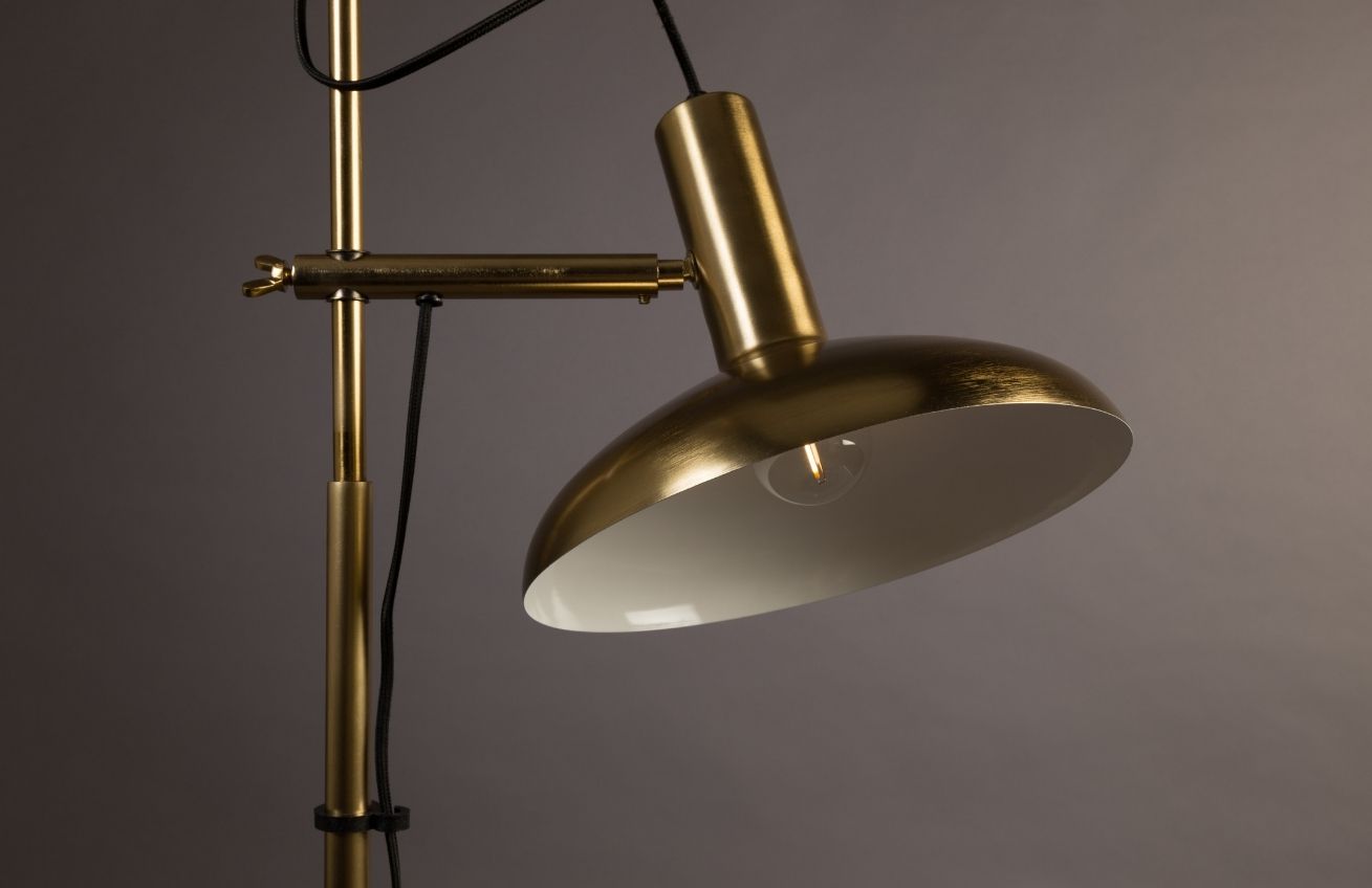 Mosazná kovová stojací lampa DUTCHBONE Karish