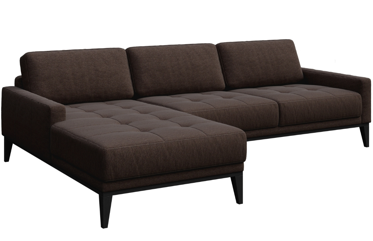 Hnědá látková rohová pohovka MESONICA Musso Tufted I, levá, 248 cm