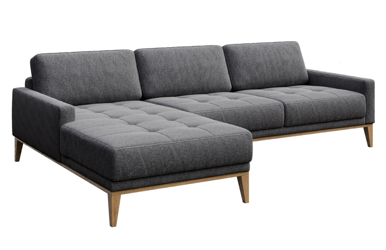 Tmavě šedá látková rohová pohovka MESONICA Musso Tufted I, levá, 248 cm