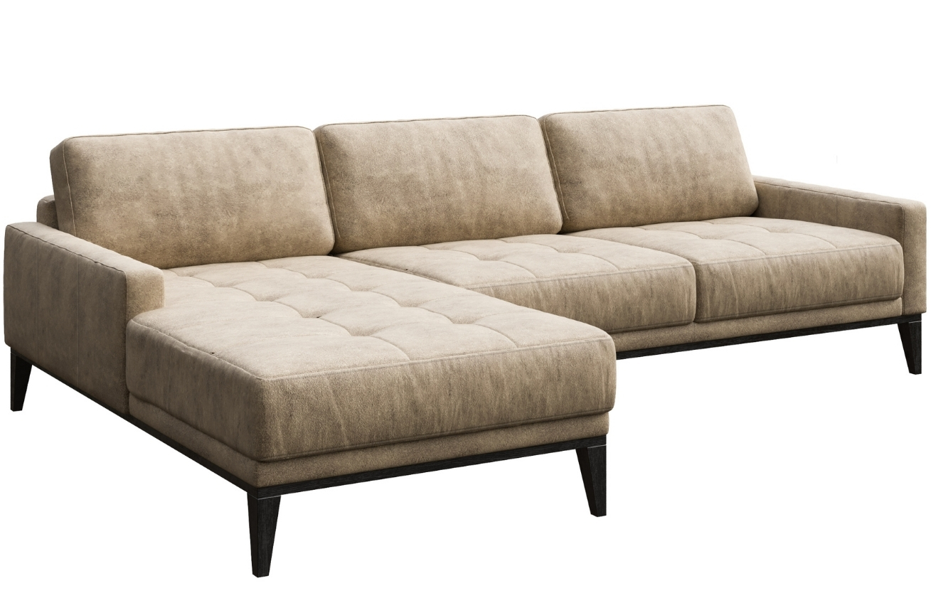 Béžová látková rohová pohovka MESONICA Musso Tufted, levá, 248 cm