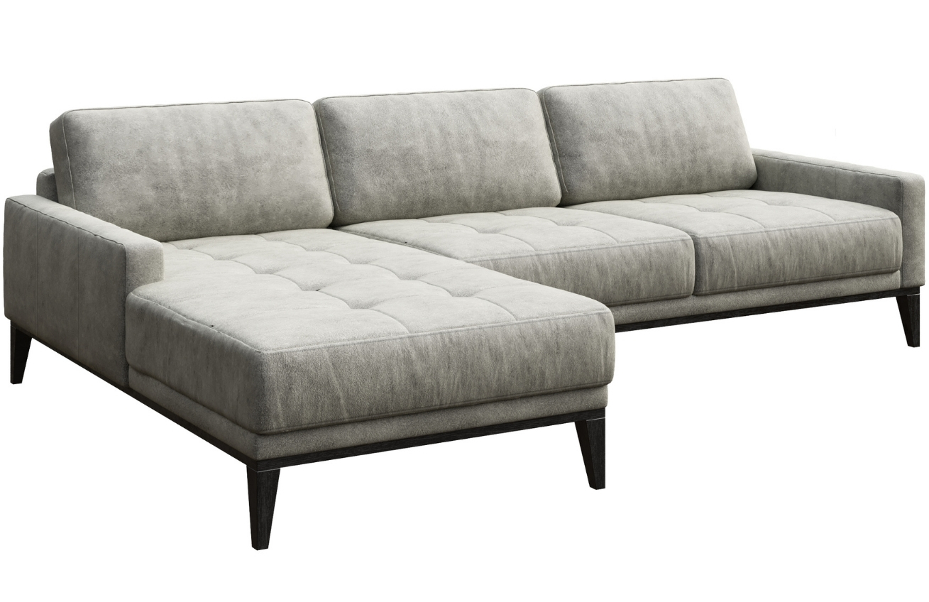 Šedá koženková rohová pohovka MESONICA Musso Tufted, levá, 248 cm