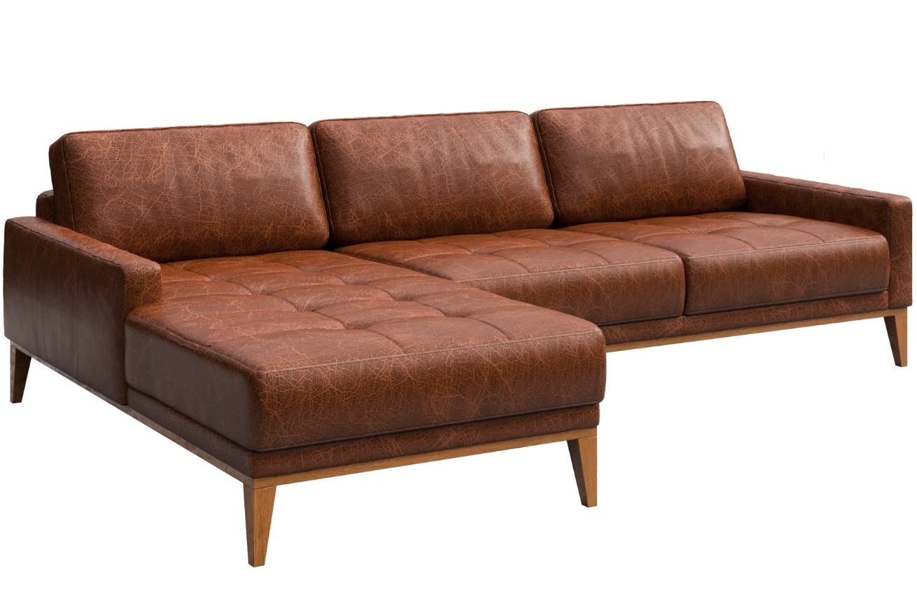 Koňaková kožená rohová pohovka MESONICA Musso Tufted, levá, 248 cm