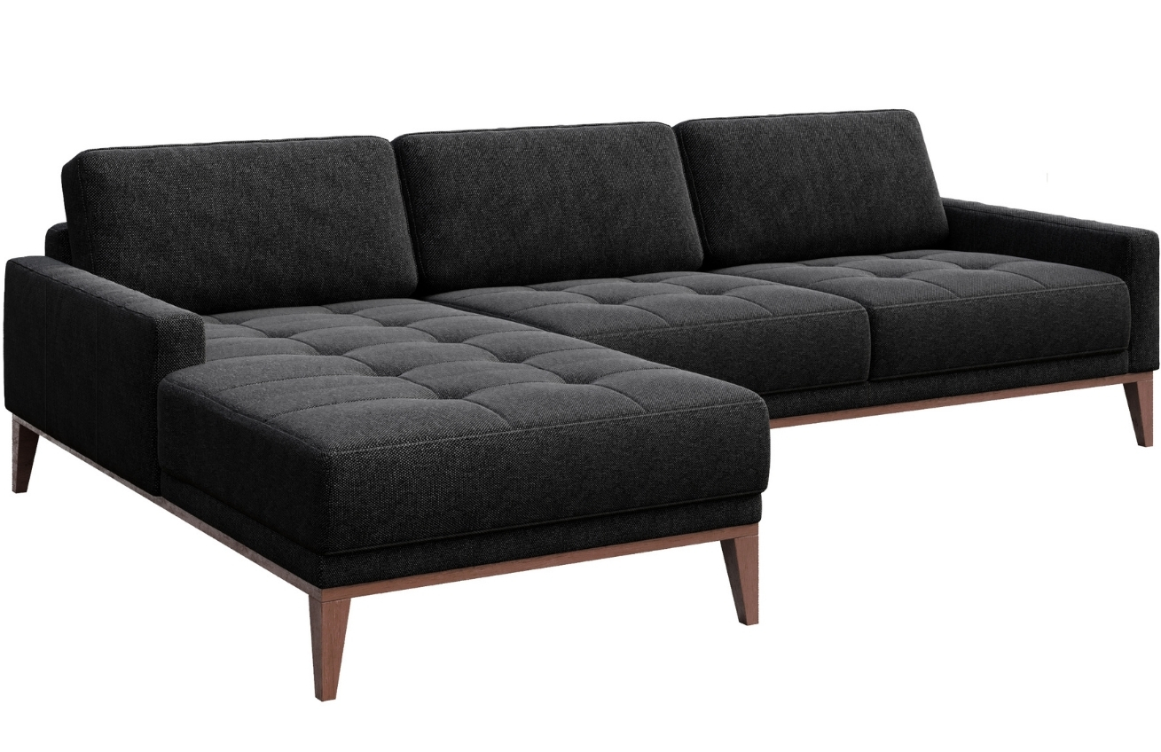 Antracitová látková rohová pohovka MESONICA Musso Tufted, levá, 248 cm