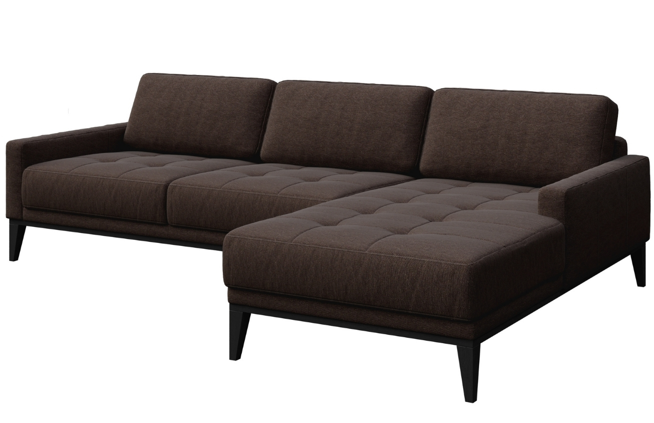 Hnědá látková rohová pohovka MESONICA Musso Tufted I, pravá, 248 cm