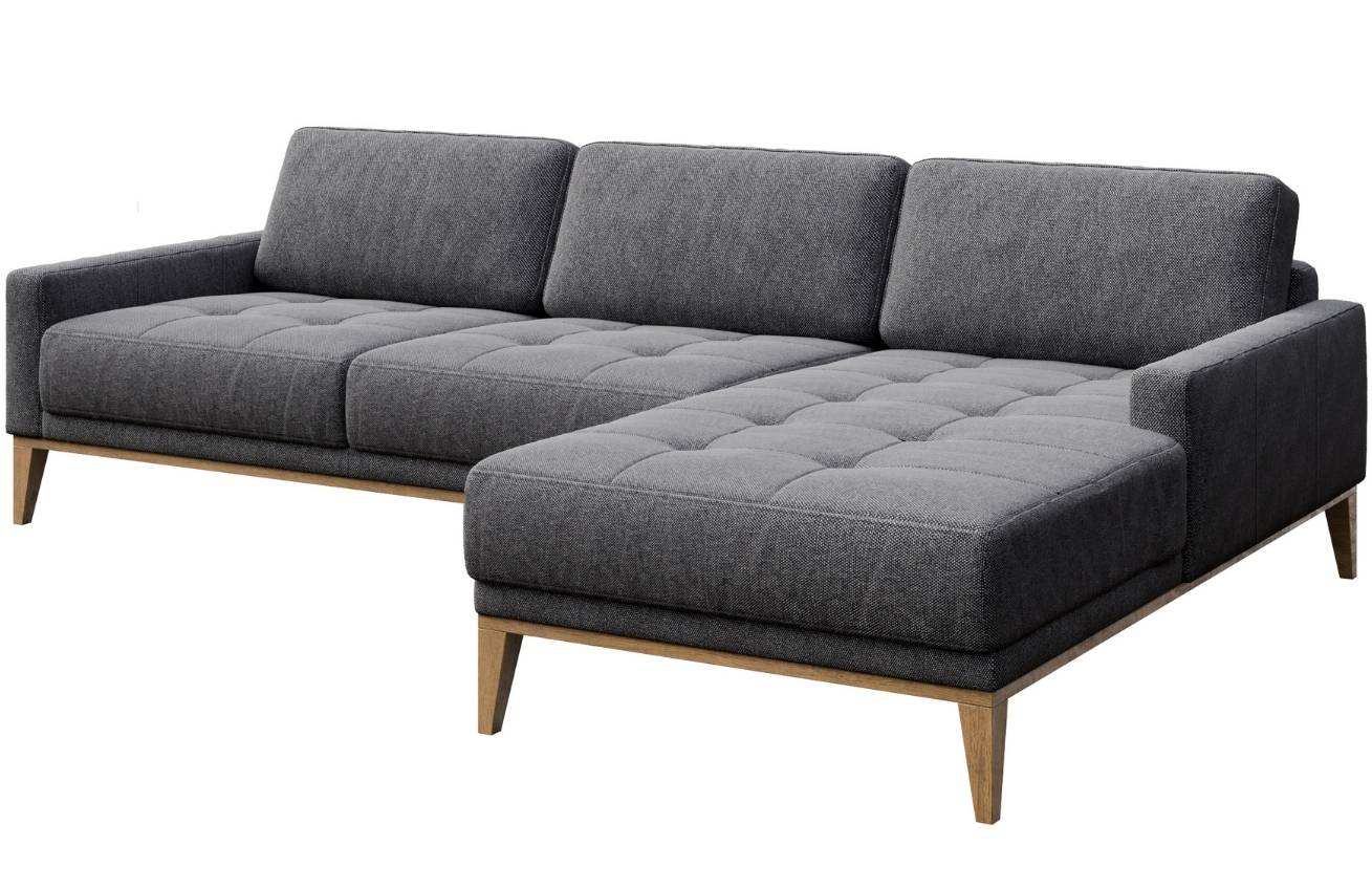 Tmavě šedá látková rohová pohovka MESONICA Musso Tufted I, pravá, 248 cm