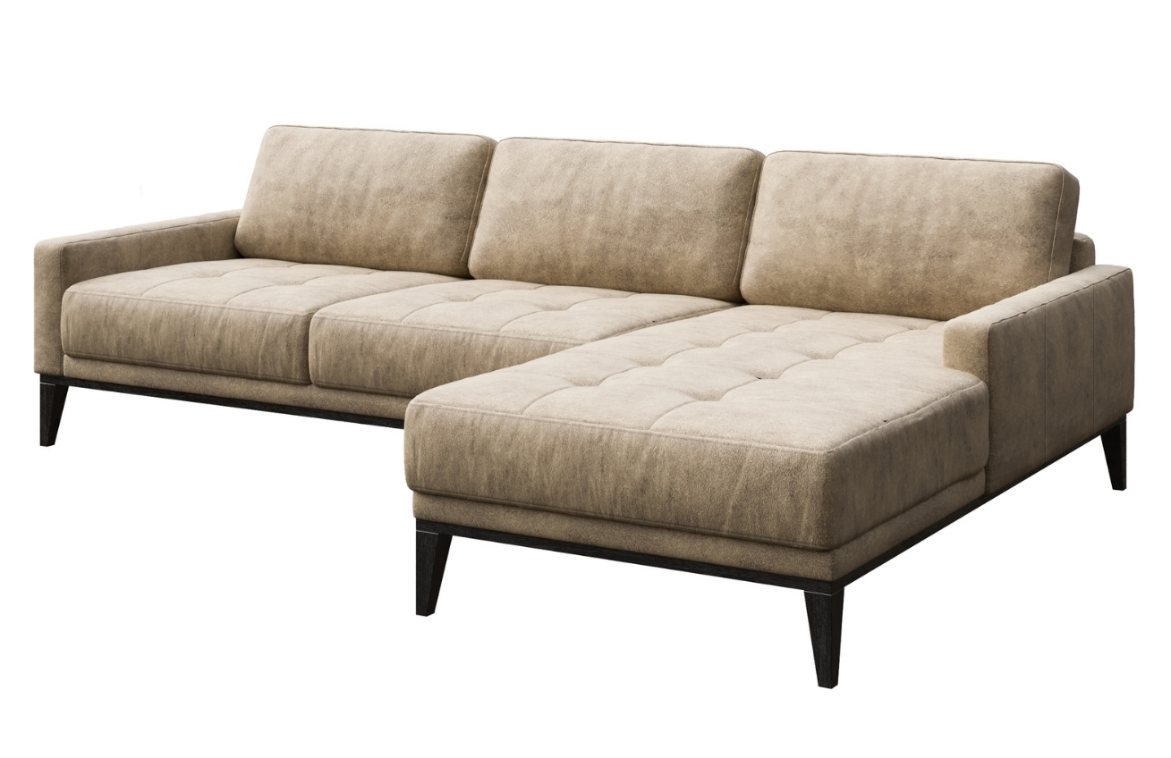 Béžová látková rohová pohovka MESONICA Musso Tufted, pravá, 248 cm