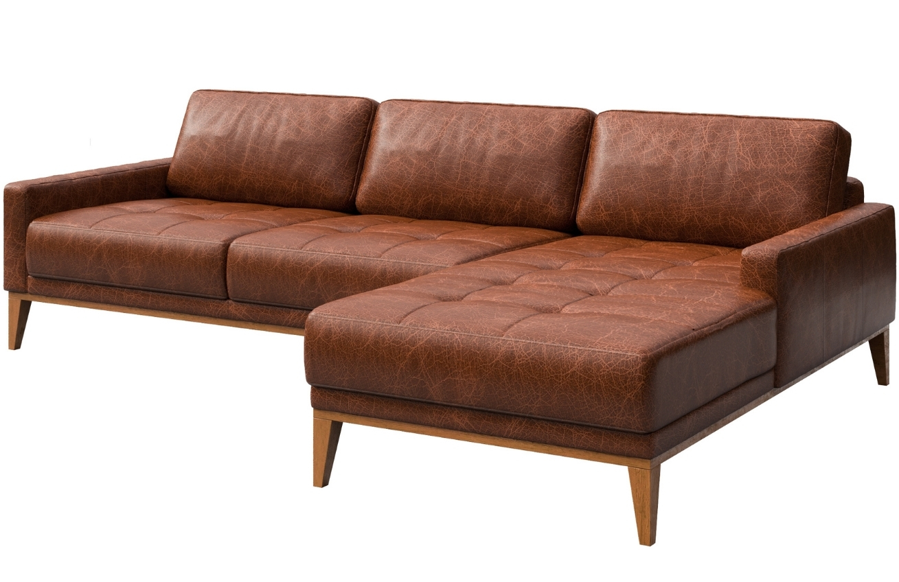 Koňaková kožená rohová pohovka MESONICA Musso Tufted, pravá, 248 cm