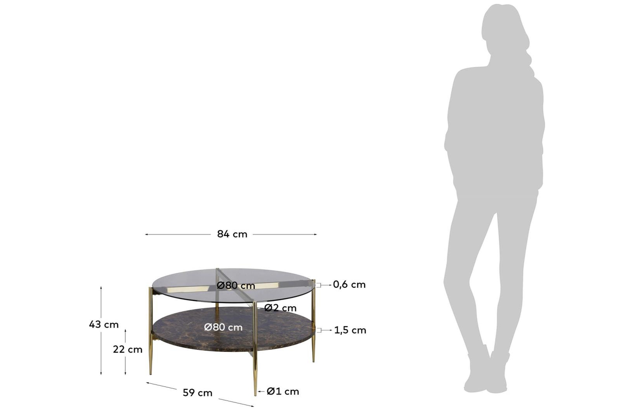 Skleněný konferenční stolek Kave Home Kamilah 84 cm