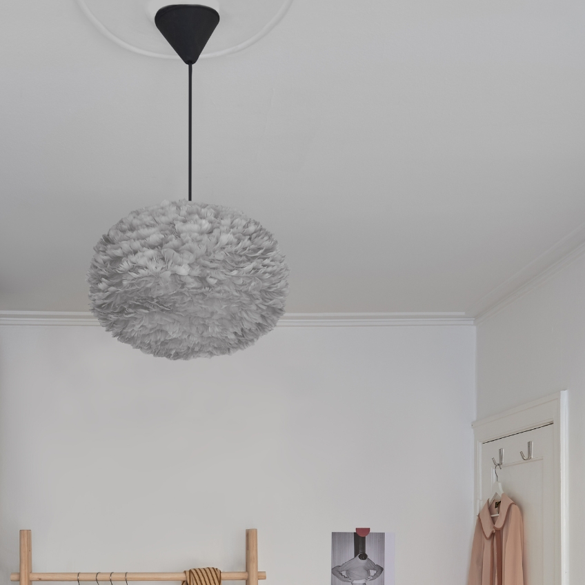 Umage Světle šedé závěsné stínidlo Eos z pravých husích per 35 cm