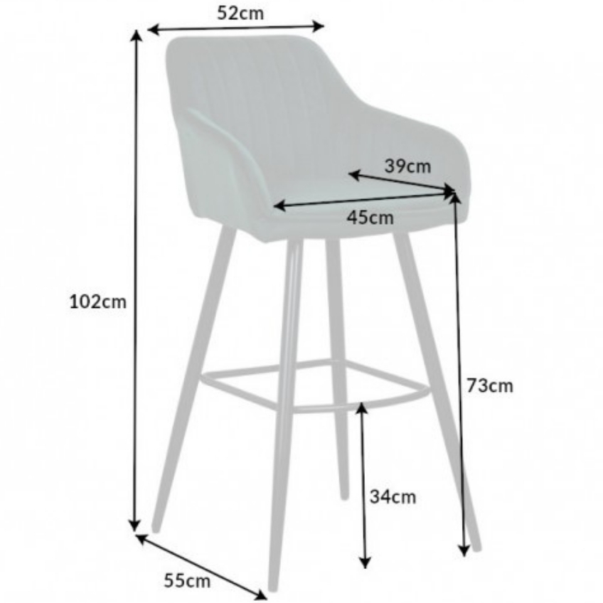 Moebel Living Zelená sametová barová židle Sige 73 cm