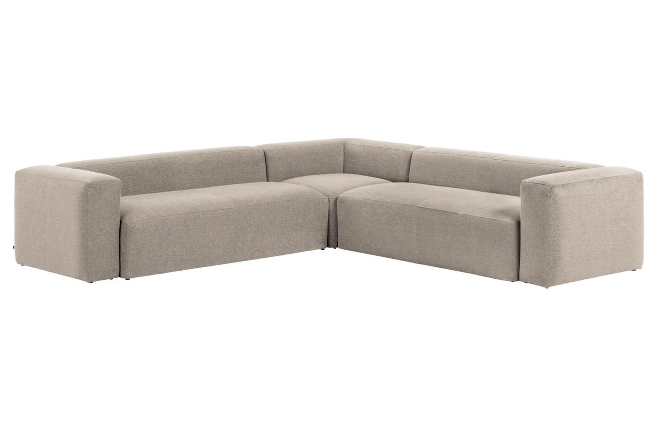 B&eacute;žov&aacute; l&aacute;tkov&aacute; rohov&aacute; pohovka Kave Home Blok 320 x 320 cm lev&aacute;/prav&aacute;