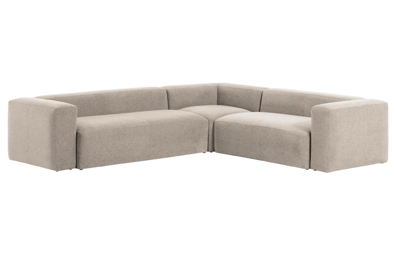 B&eacute;žov&aacute; l&aacute;tkov&aacute; rohov&aacute; pohovka Kave Home Blok 320 x 290 cm lev&aacute;/prav&aacute;