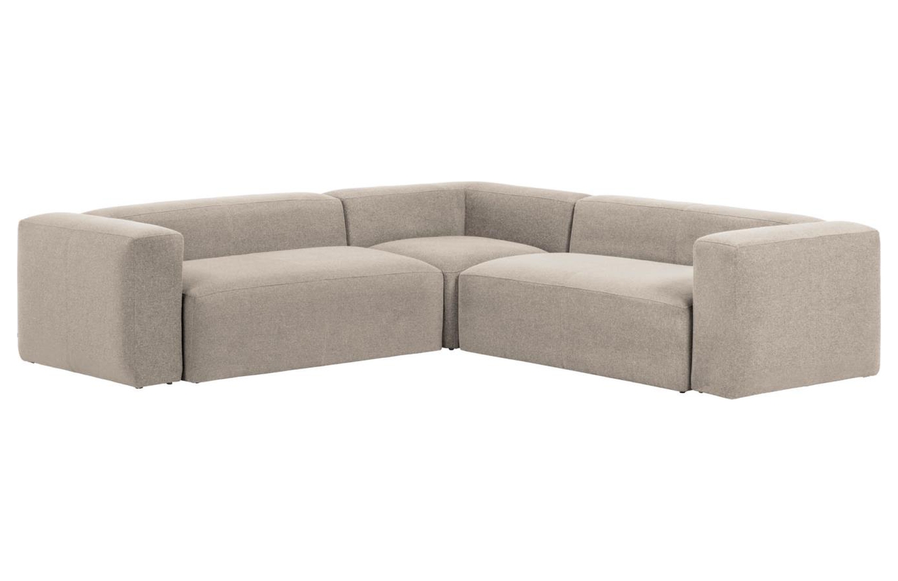 B&eacute;žov&aacute; l&aacute;tkov&aacute; rohov&aacute; pohovka Kave Home Blok 290 x 290 cm lev&aacute;/prav&aacute;