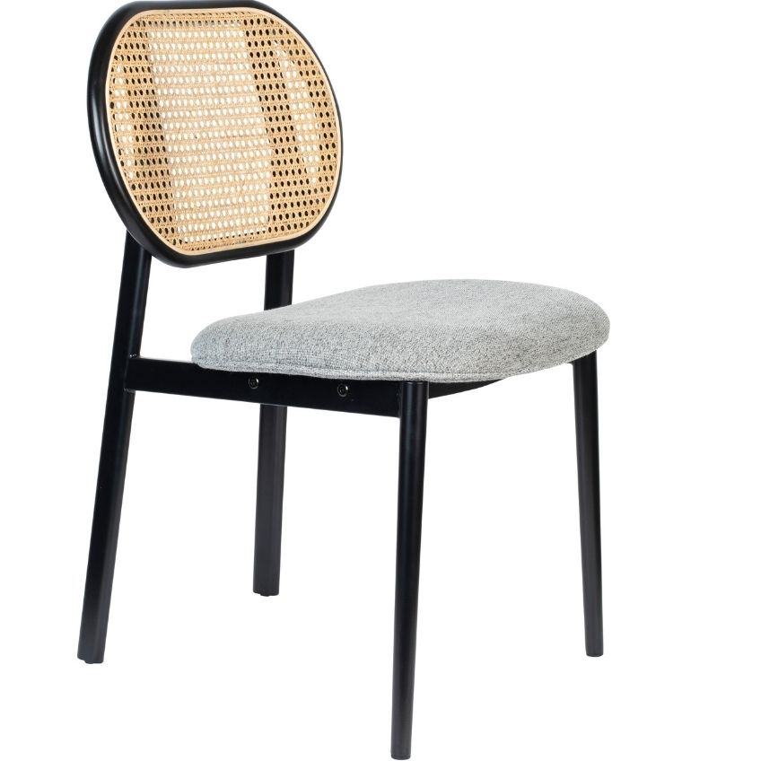 &Scaron;ed&aacute; l&aacute;tkov&aacute; j&iacute;deln&iacute; židle ZUIVER SPIKE s ratanov&yacute;m opěradlem