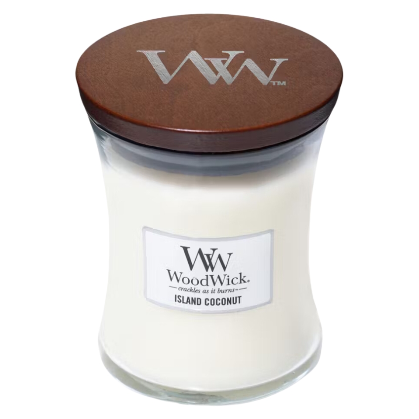 WoodWick Střední vonná svíčka WoodWick, Island Coconut