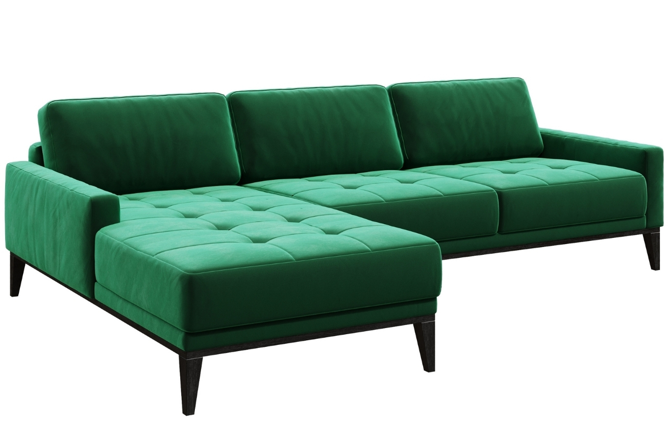 Zelená sametová rohová pohovka MESONICA Musso Tufted, levá, 248 cm