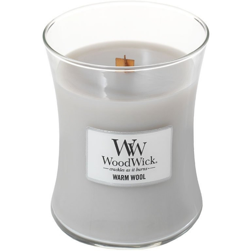 WoodWick Střední vonná svíčka Woodwick, Warm Wool