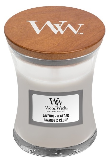 WoodWick Malá vonná svíčka Woodwick, Lavender & Cedar