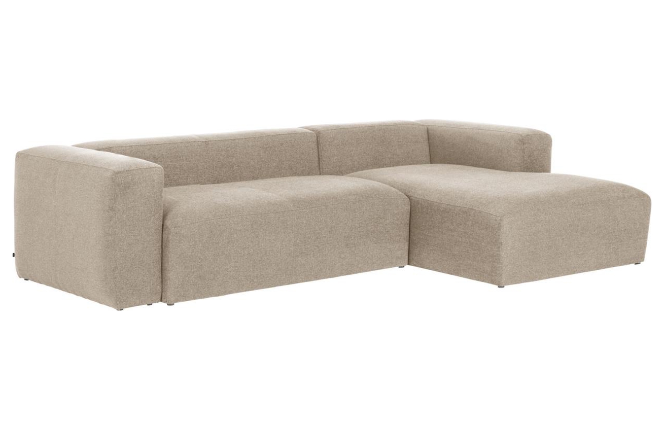 Béžová látková rohová pohovka Kave Home Blok 300 cm, pravá