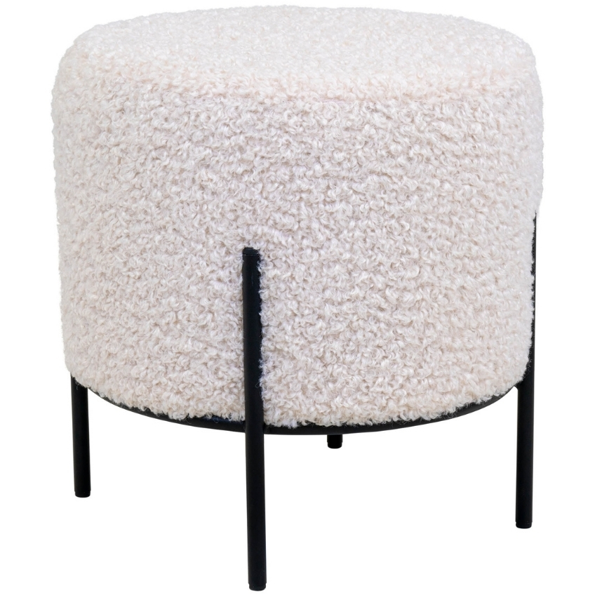 Nordic Living Bílý látkový taburet Malone 35,5 cm