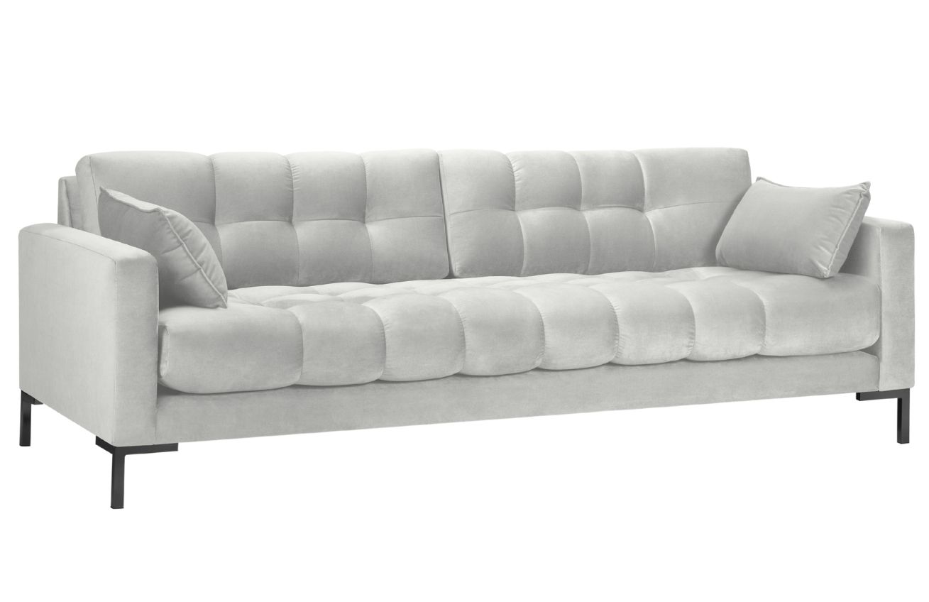 Světle &scaron;ed&aacute; sametov&aacute; čtyřm&iacute;stn&aacute; pohovka MICADONI MAMAIA 217 cm