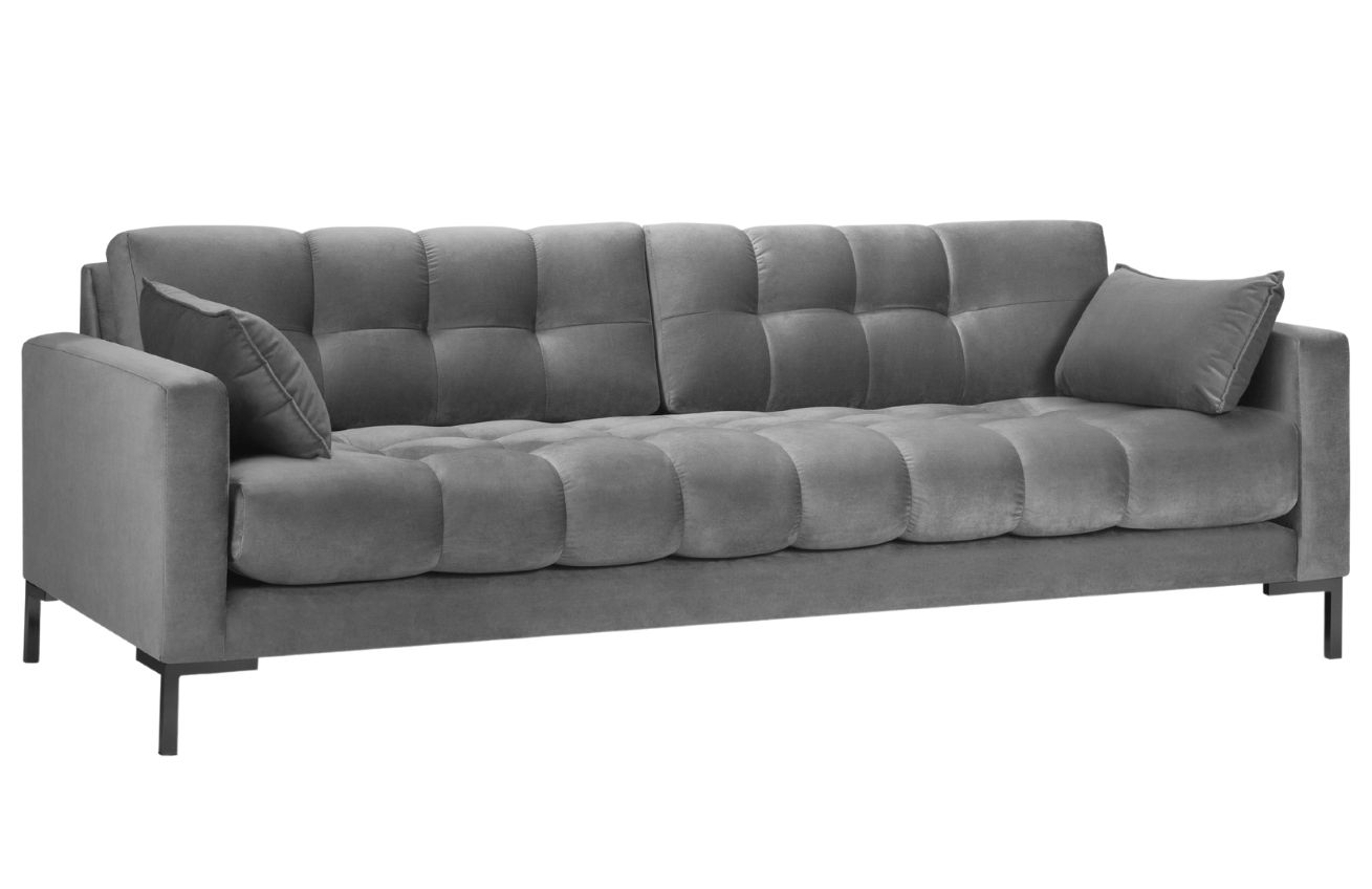 &Scaron;ed&aacute; sametov&aacute; čtyřm&iacute;stn&aacute; pohovka MICADONI MAMAIA 217 cm