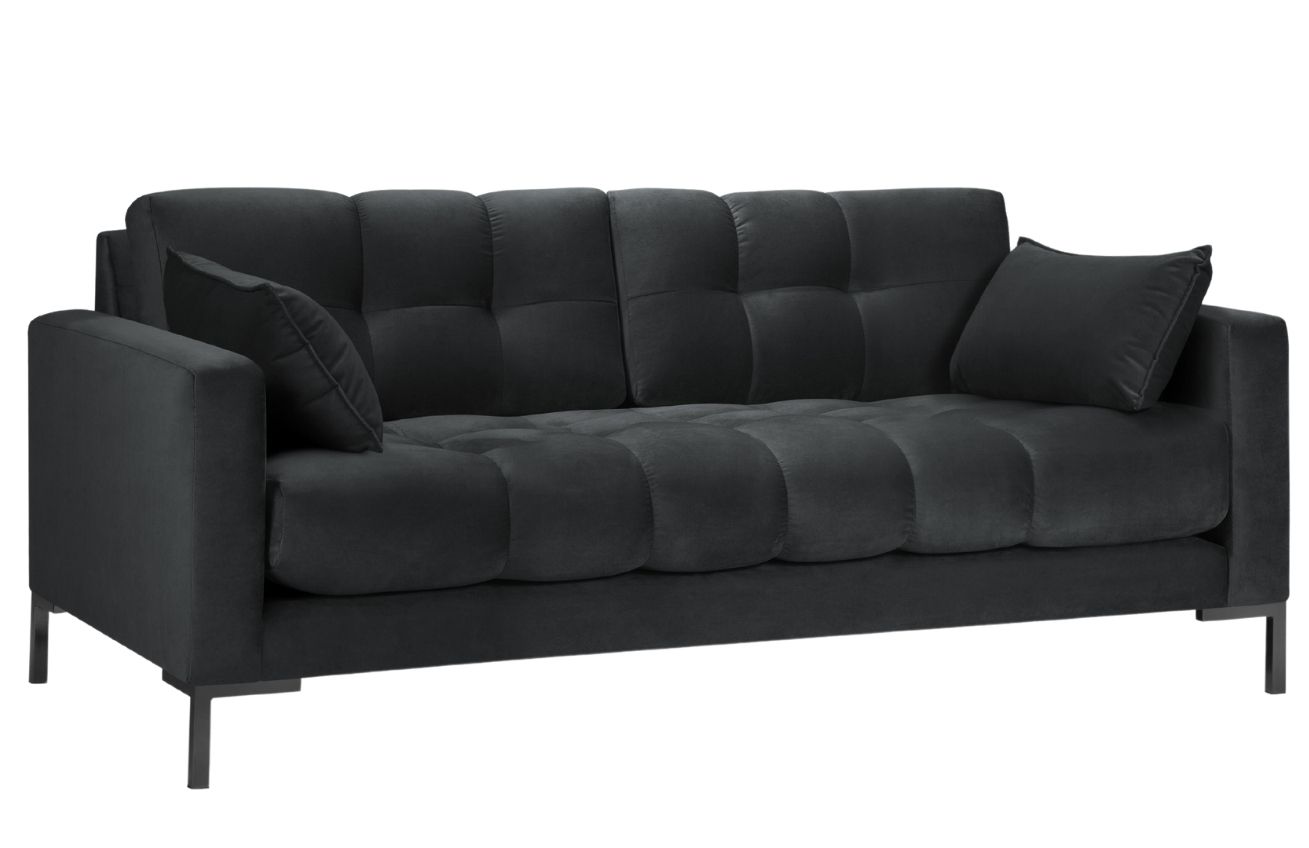 Tmavě &scaron;ed&aacute; sametov&aacute; čtyřm&iacute;stn&aacute; pohovka MICADONI MAMAIA 217 cm