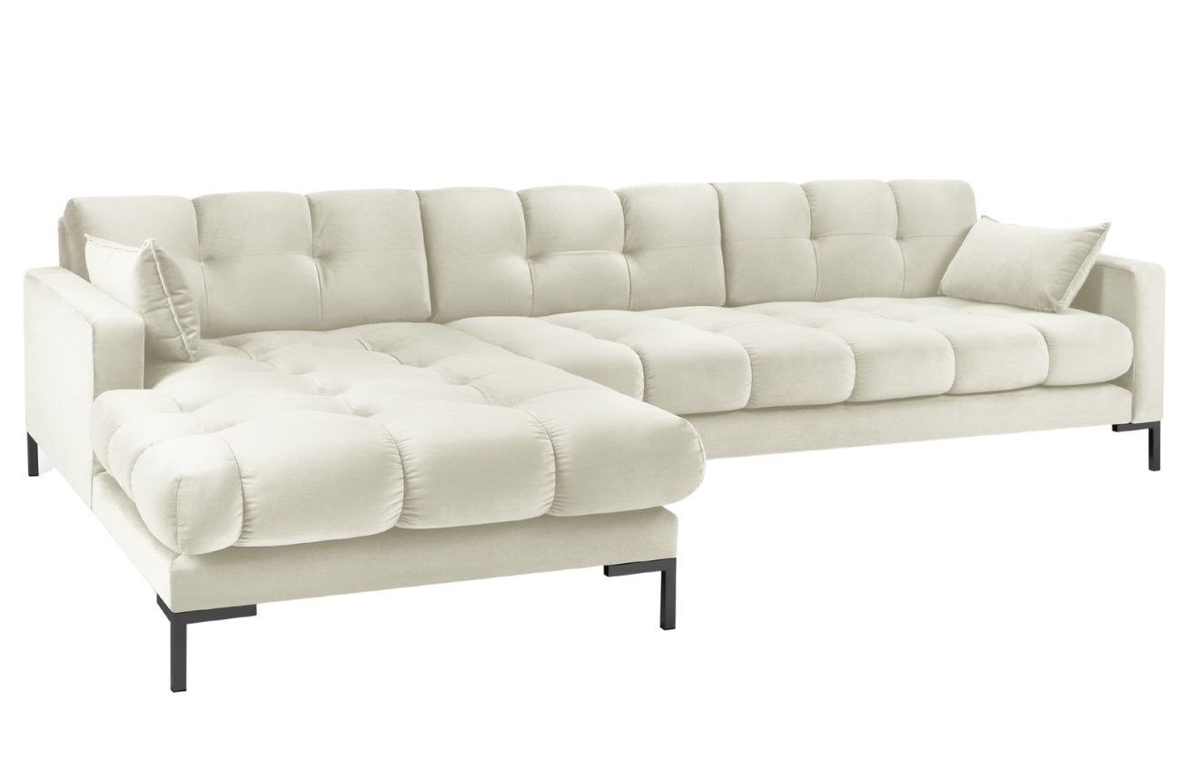 Kr&eacute;mov&aacute; sametov&aacute; rohov&aacute; pohovka MICADONI MAMAIA 293 cm, lev&aacute;