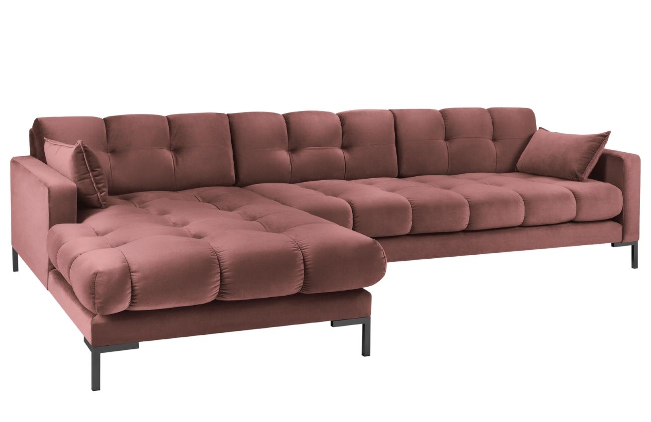 Micadoni Sametová rohová pohovka Mamaia 293 cm, levá