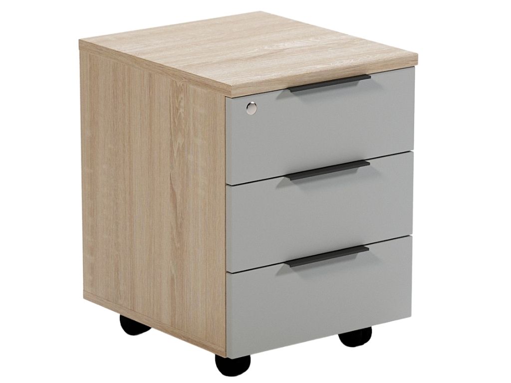 ARBYD Matně šedý dubový kancelářský kontejner Thor 42,2 x 56,2 cm