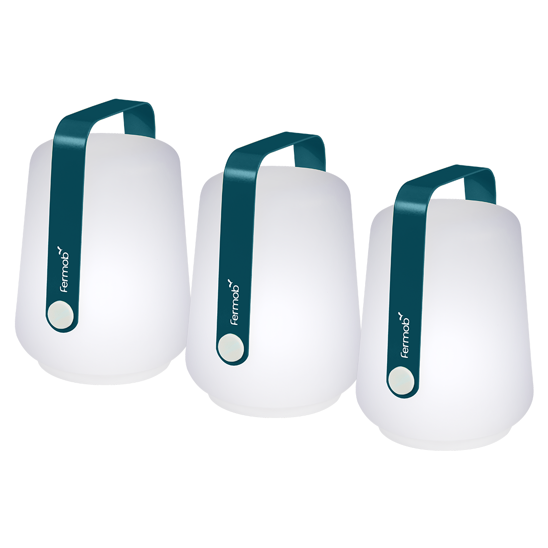 Set tří modrých venkovních lamp Fermob Balad 13,5 cm