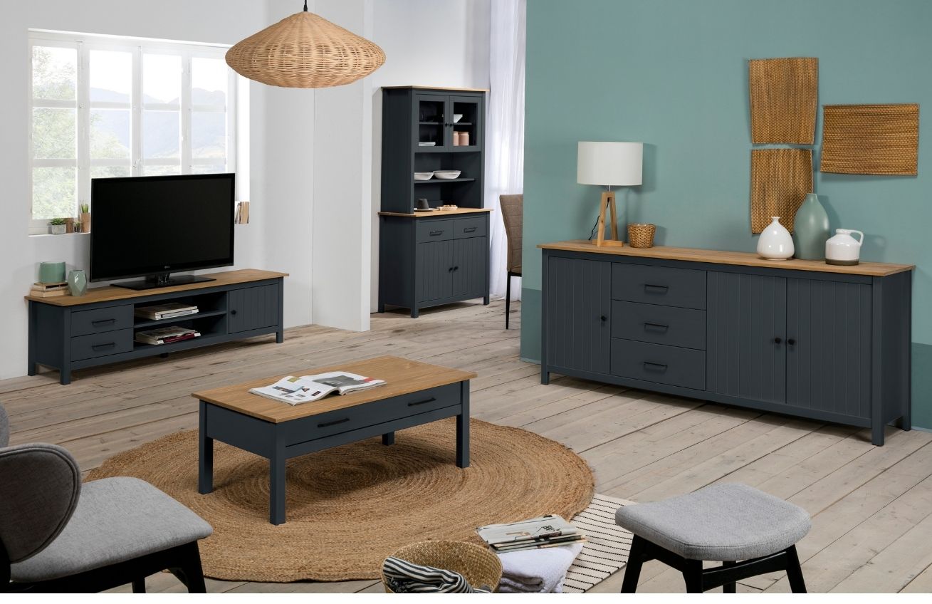 Modro šedý borovicový TV stolek Marckeric Miranda 158 x 40 cm -fv-interier-25