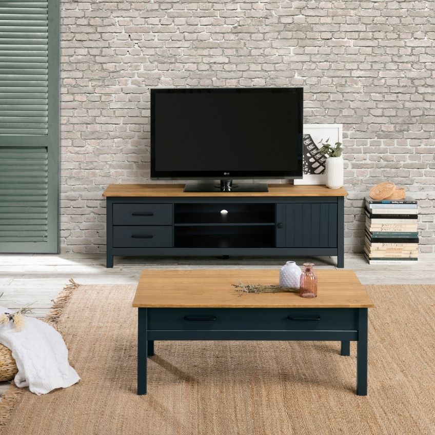 Modro šedý borovicový TV stolek Marckeric Miranda 158 x 40 cm -fv-interier-25