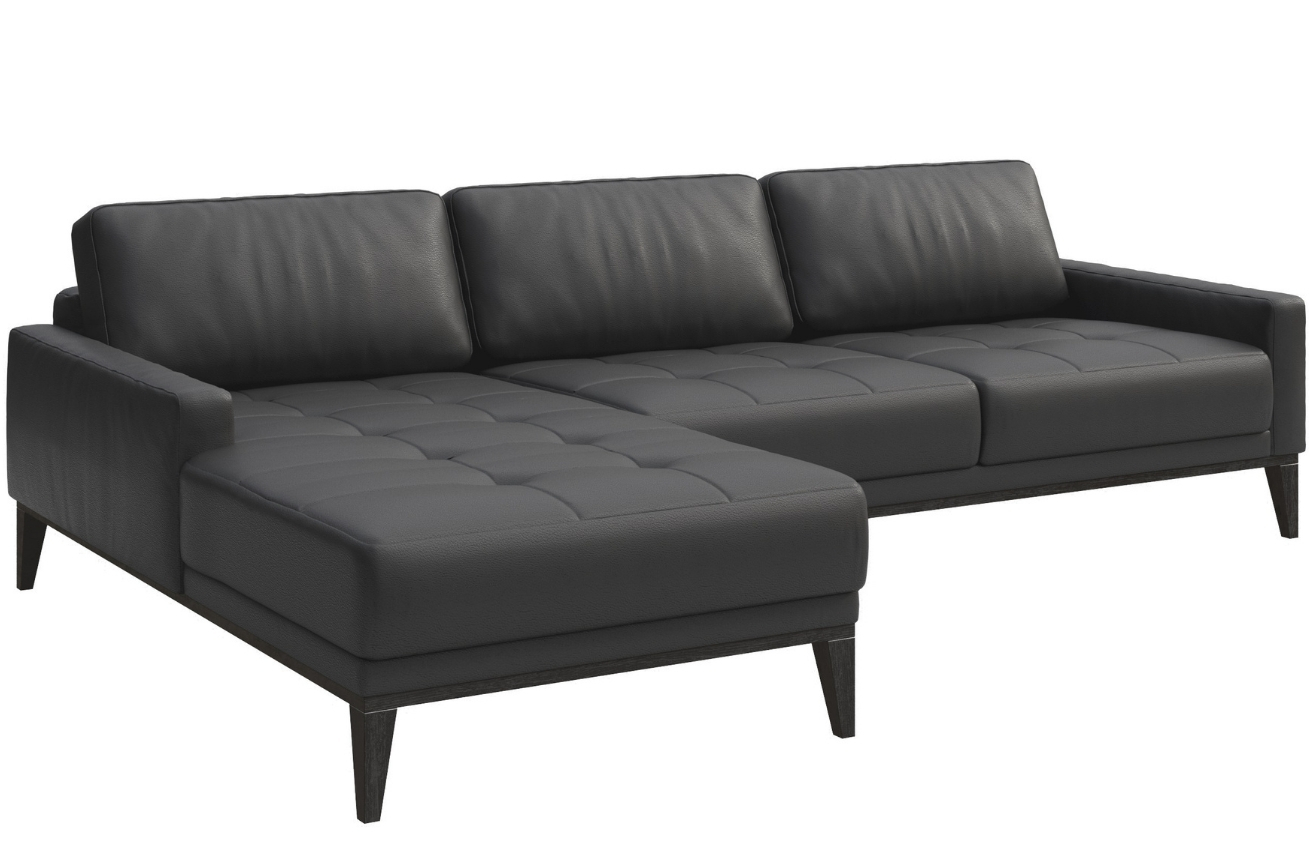 Tmavě šedá kožená rohová pohovka MESONICA Musso Tufted, levá, 248 cm