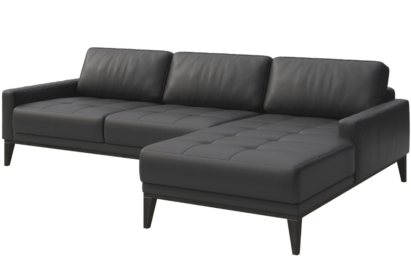 Tmavě šedá kožená rohová pohovka MESONICA Musso Tufted, pravá, 248 cm