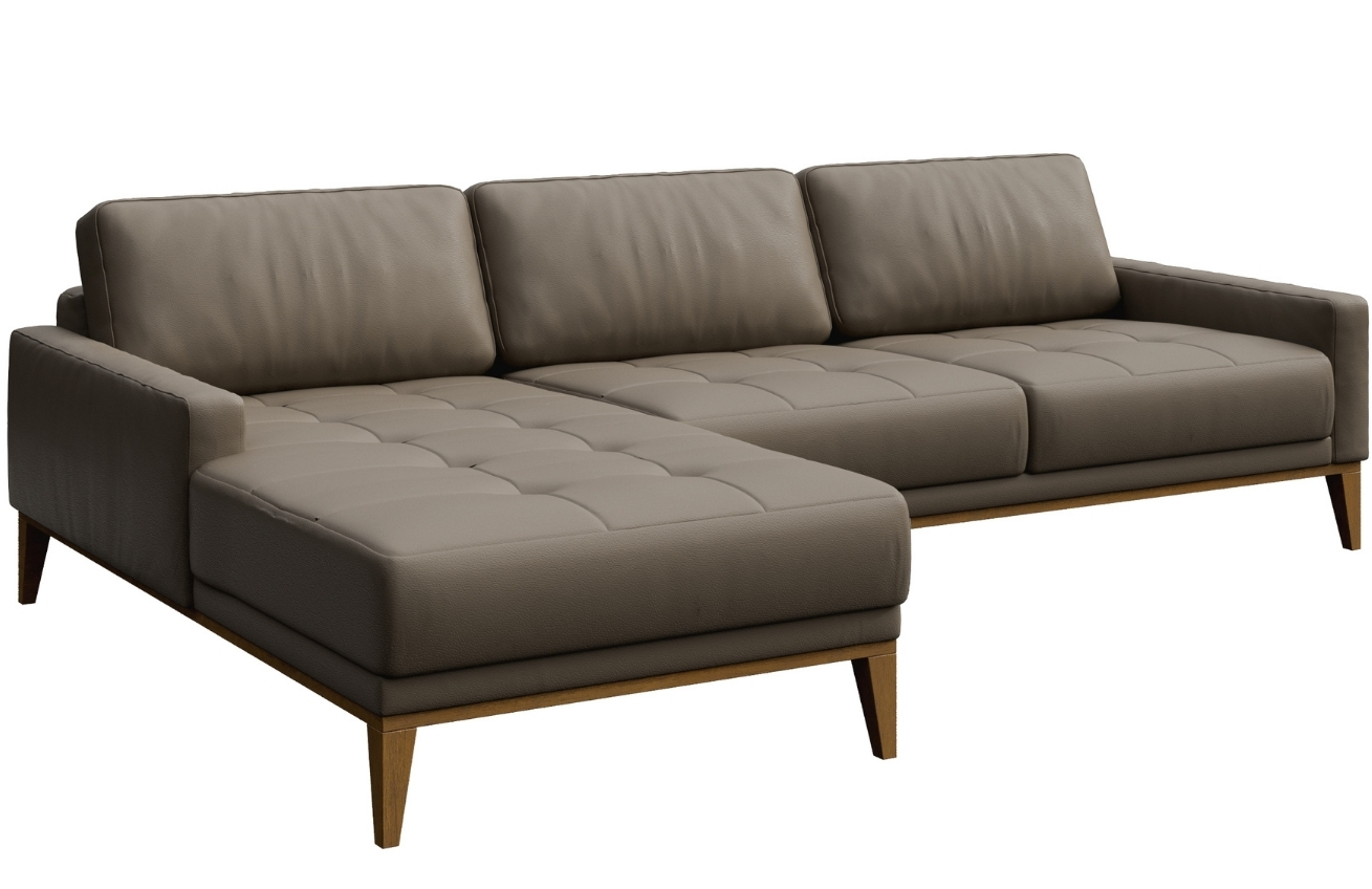 Světle hnědá kožená rohová pohovka MESONICA Musso Tufted, levá, 248 cm
