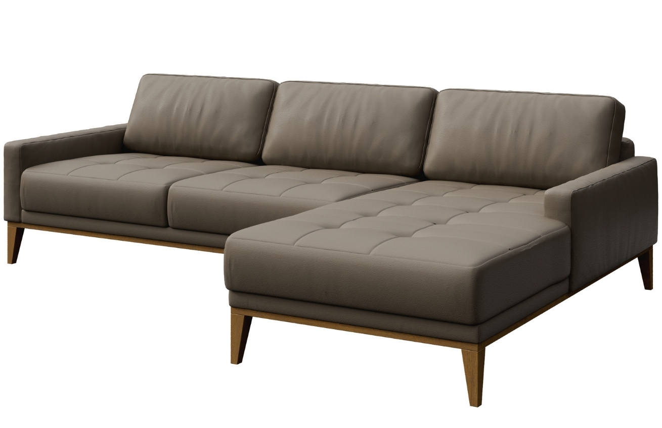 Světle hnědá kožená rohová pohovka MESONICA Musso Tufted, pravá, 248 cm