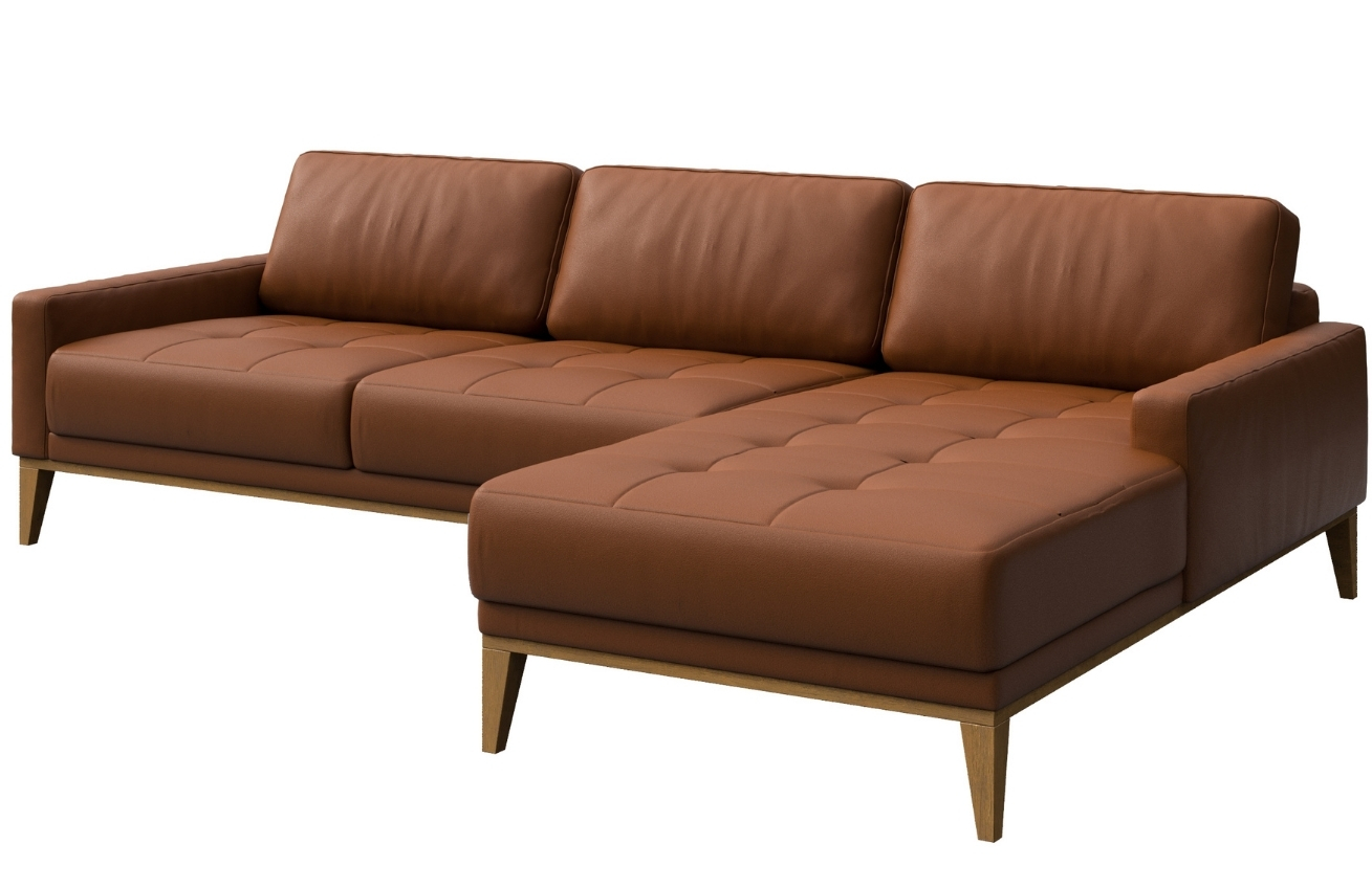 Hnědá kožená rohová pohovka MESONICA Musso Tufted, pravá, 248 cm