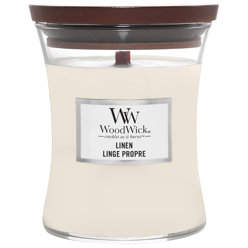 WoodWick Střední vonná svíčka Woodwick, Linen