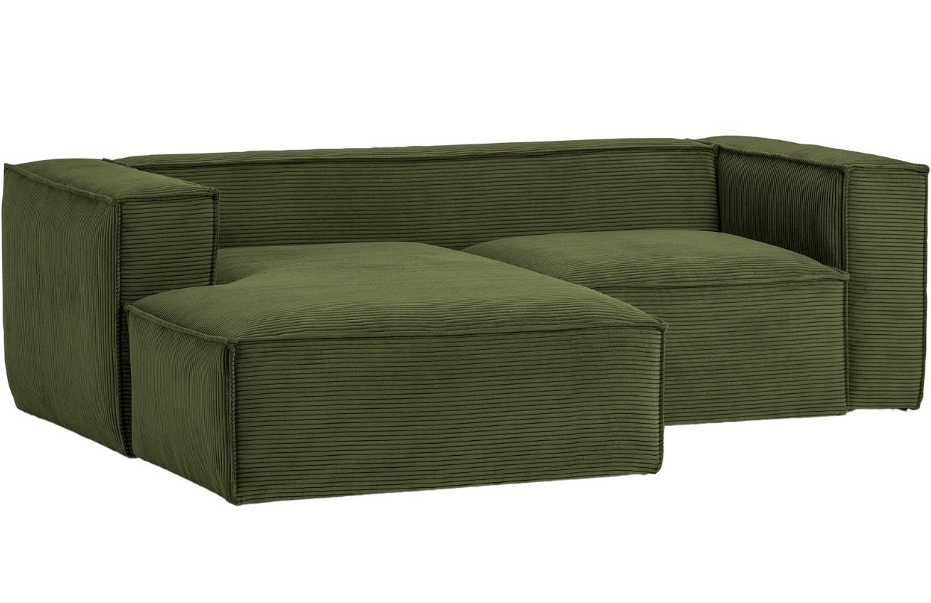 Zelená manšestrová rohová pohovka Kave Home Blok 240 cm, levá