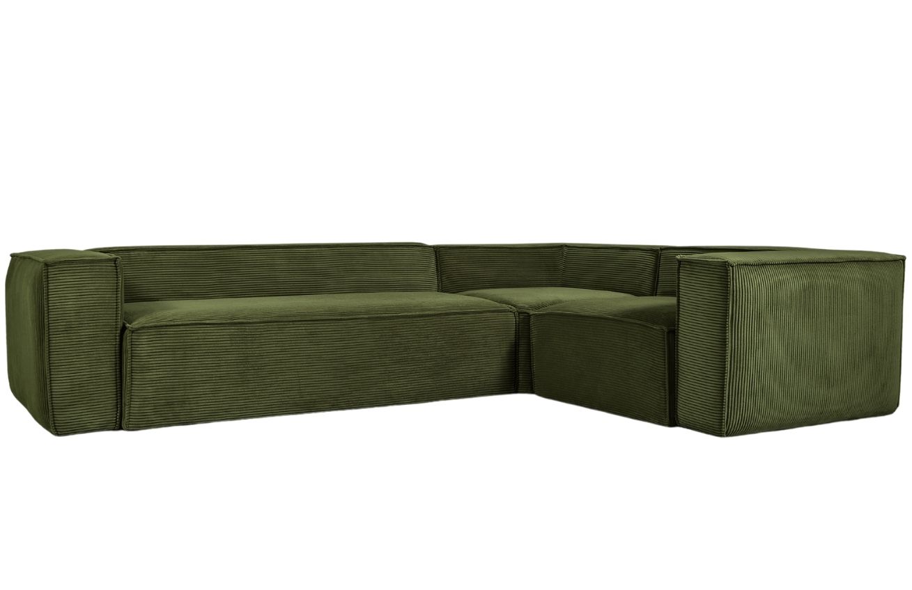Zelená manšestrová rohová pohovka Kave Home Blok 320 cm, pravá